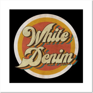 circle vintage White Denim Posters and Art